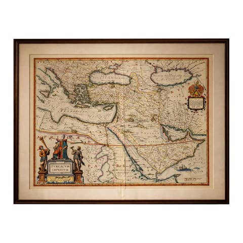 Blaeu Ottoman Empire Map, Turcicum Imperium, Figural Cartouche, 1642