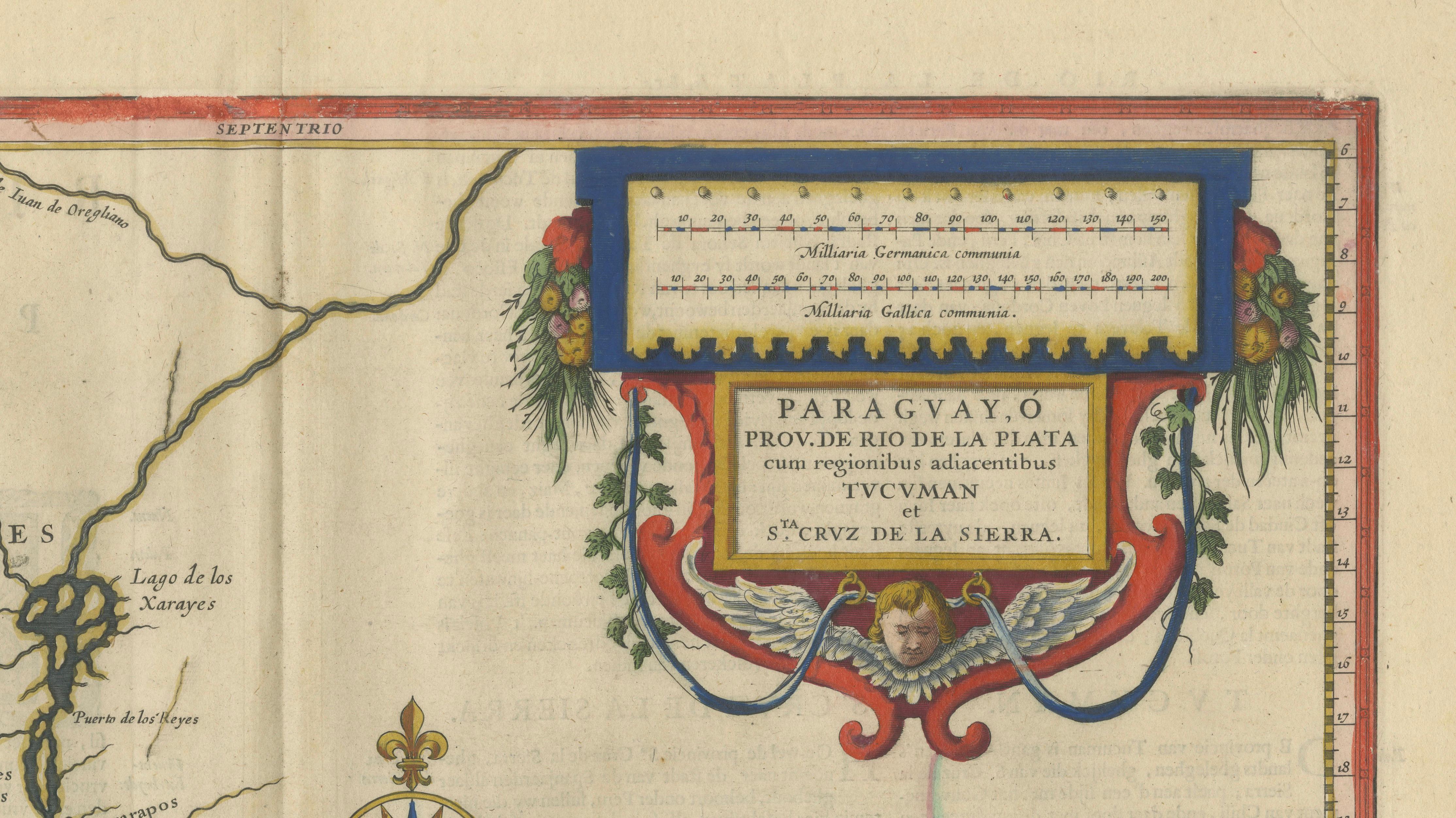 Blaeu Paraguay Map, Rio de la Plata, Antique Engraving, South America 1642