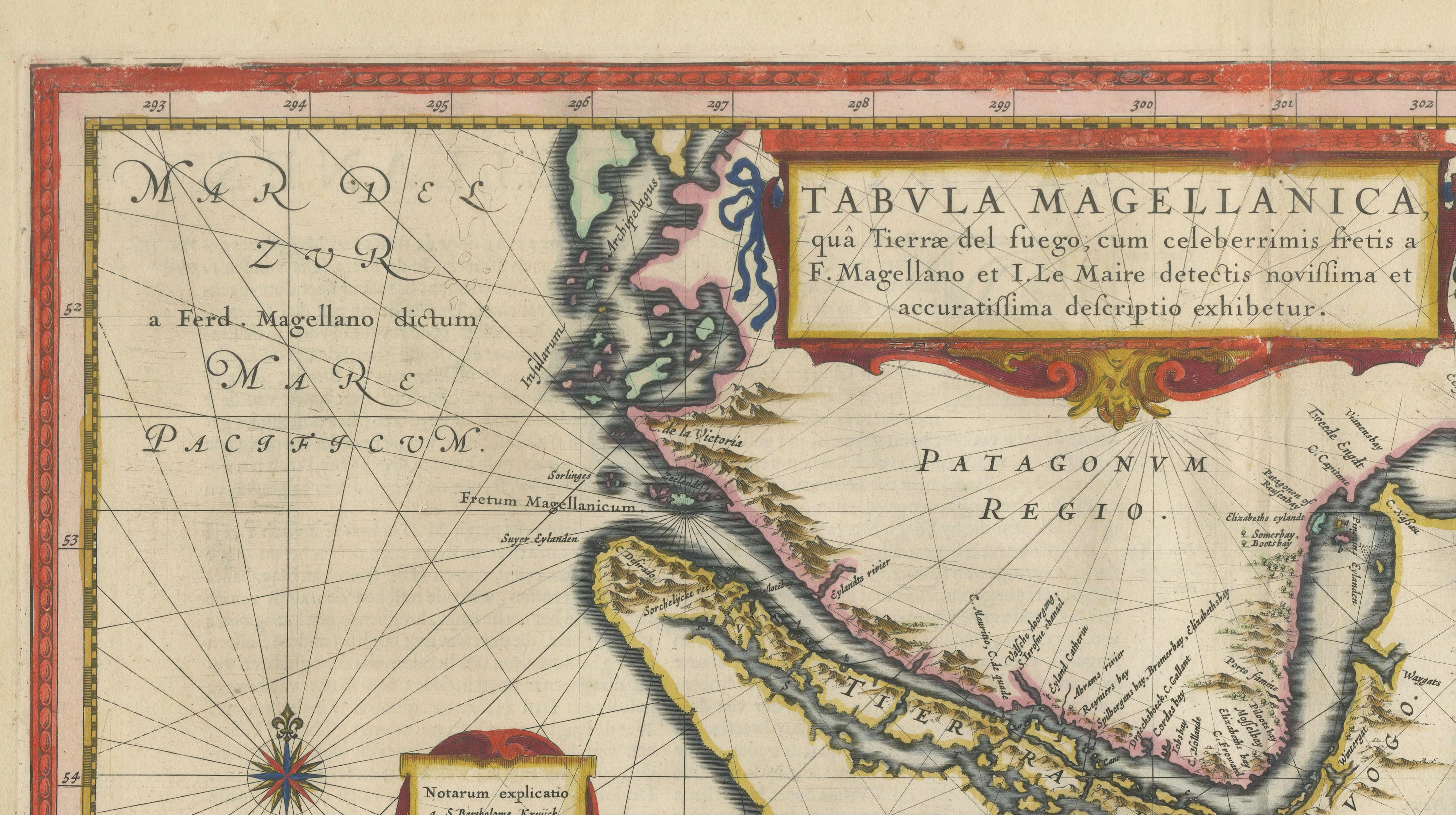 Blaeu Strait of Magellan Map – Tierra del Fuego, Decorative Sea Chart, 1642