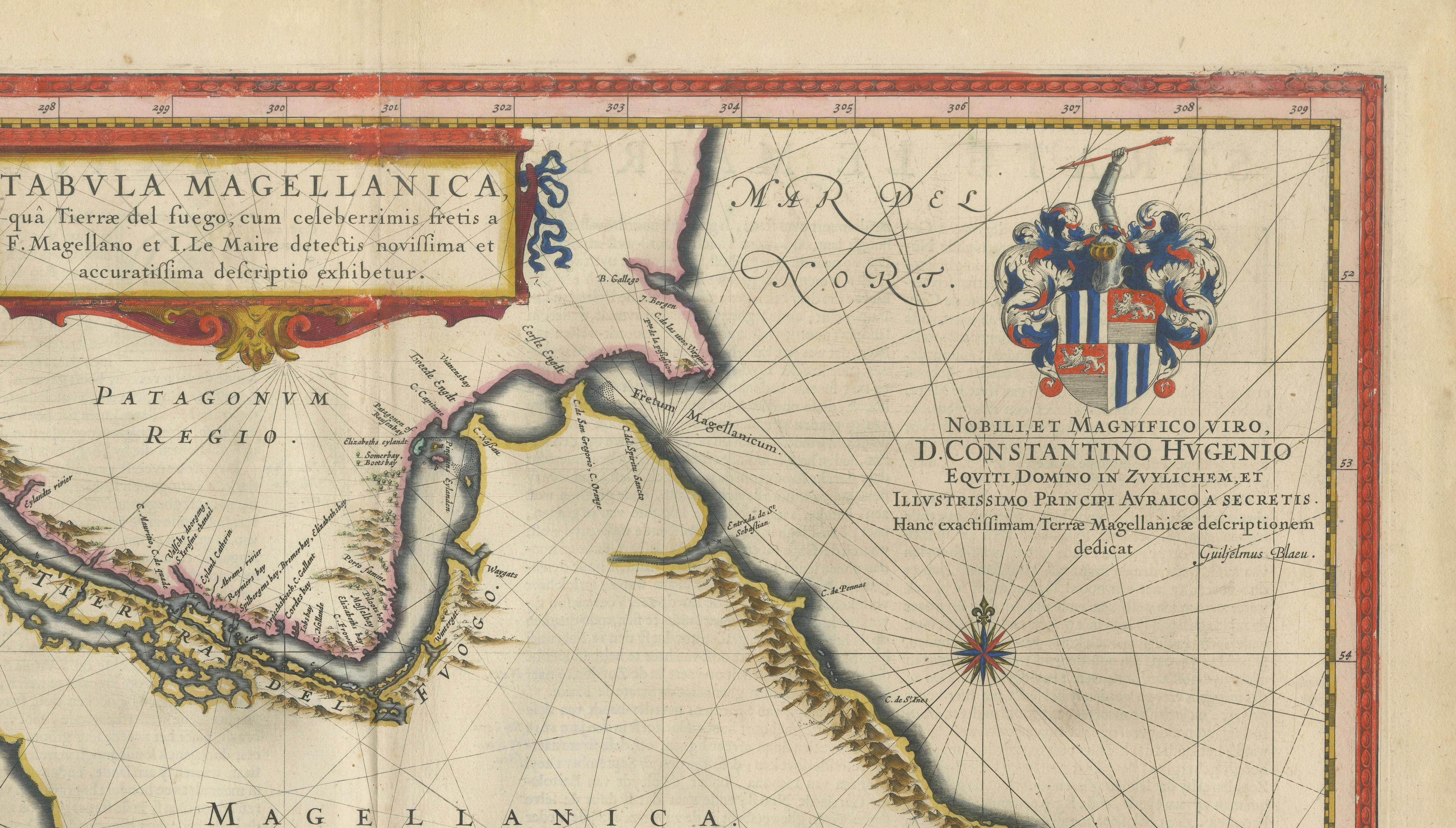 Blaeu Strait of Magellan Map – Tierra del Fuego, Decorative Sea Chart, 1642