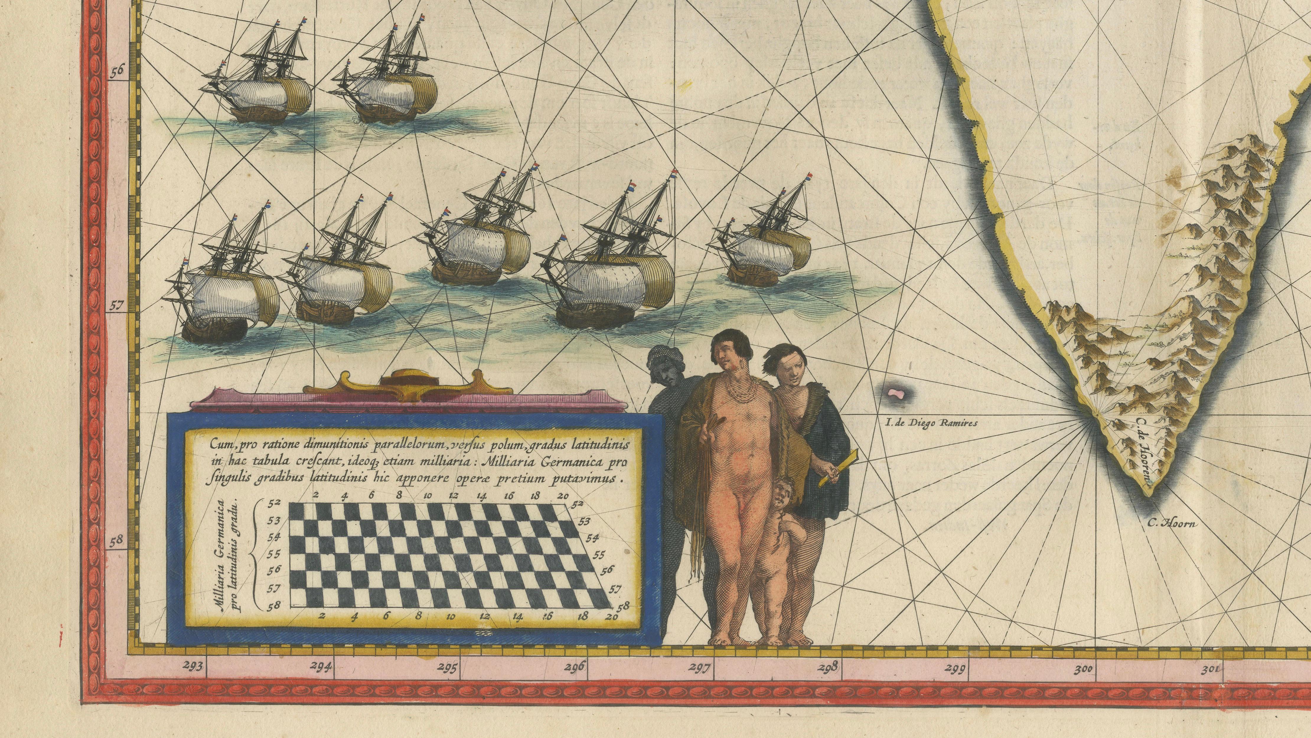 Blaeu Strait of Magellan Map – Tierra del Fuego, Decorative Sea Chart, 1642