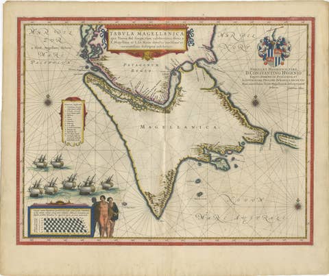 Blaeu Strait of Magellan Map – Tierra del Fuego, Decorative Sea Chart, 1642