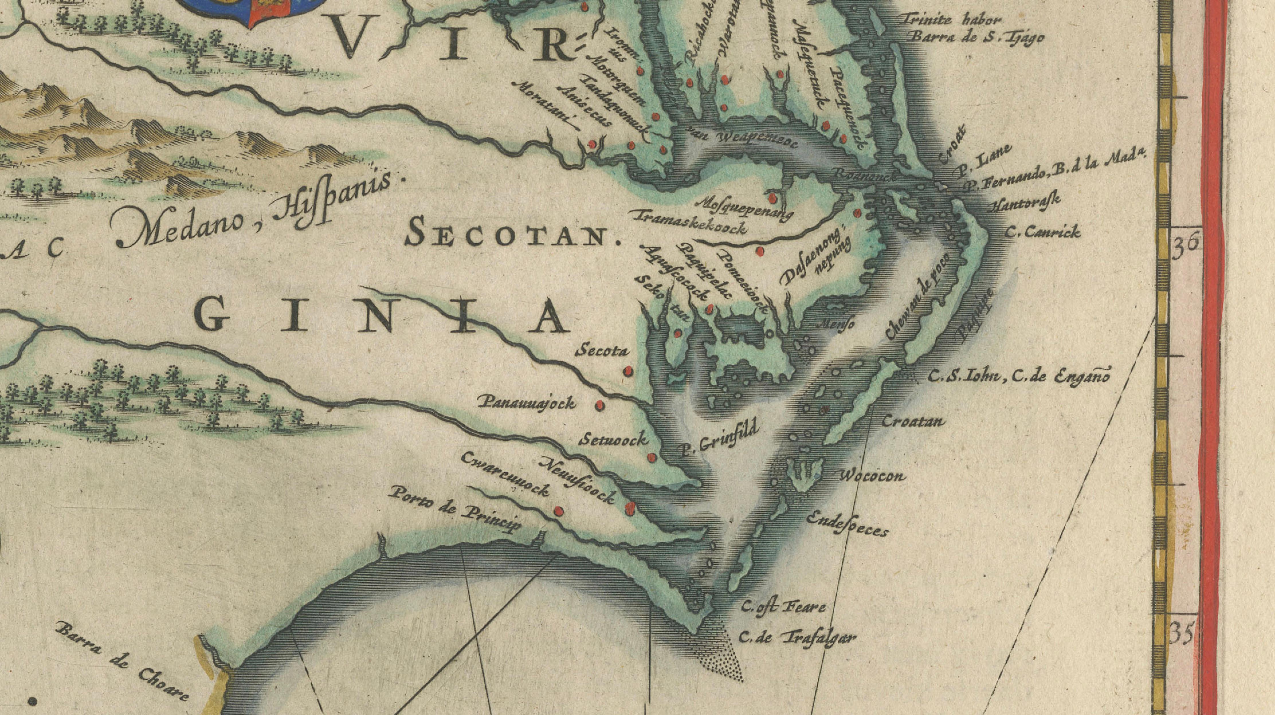 Blaeu Virginia and Florida Map – Decorative Early America Chart, 1642