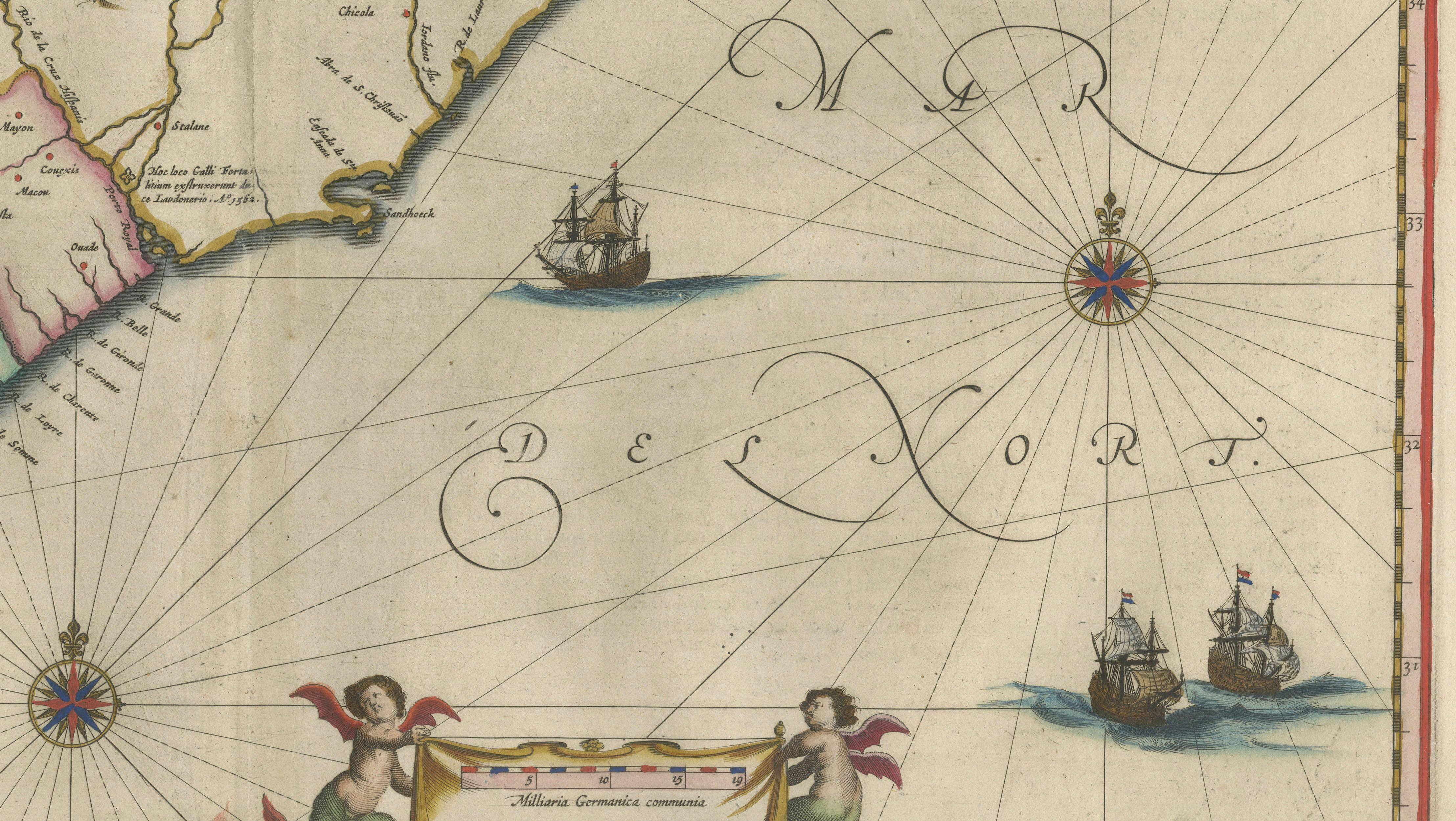 Blaeu Virginia and Florida Map – Decorative Early America Chart, 1642