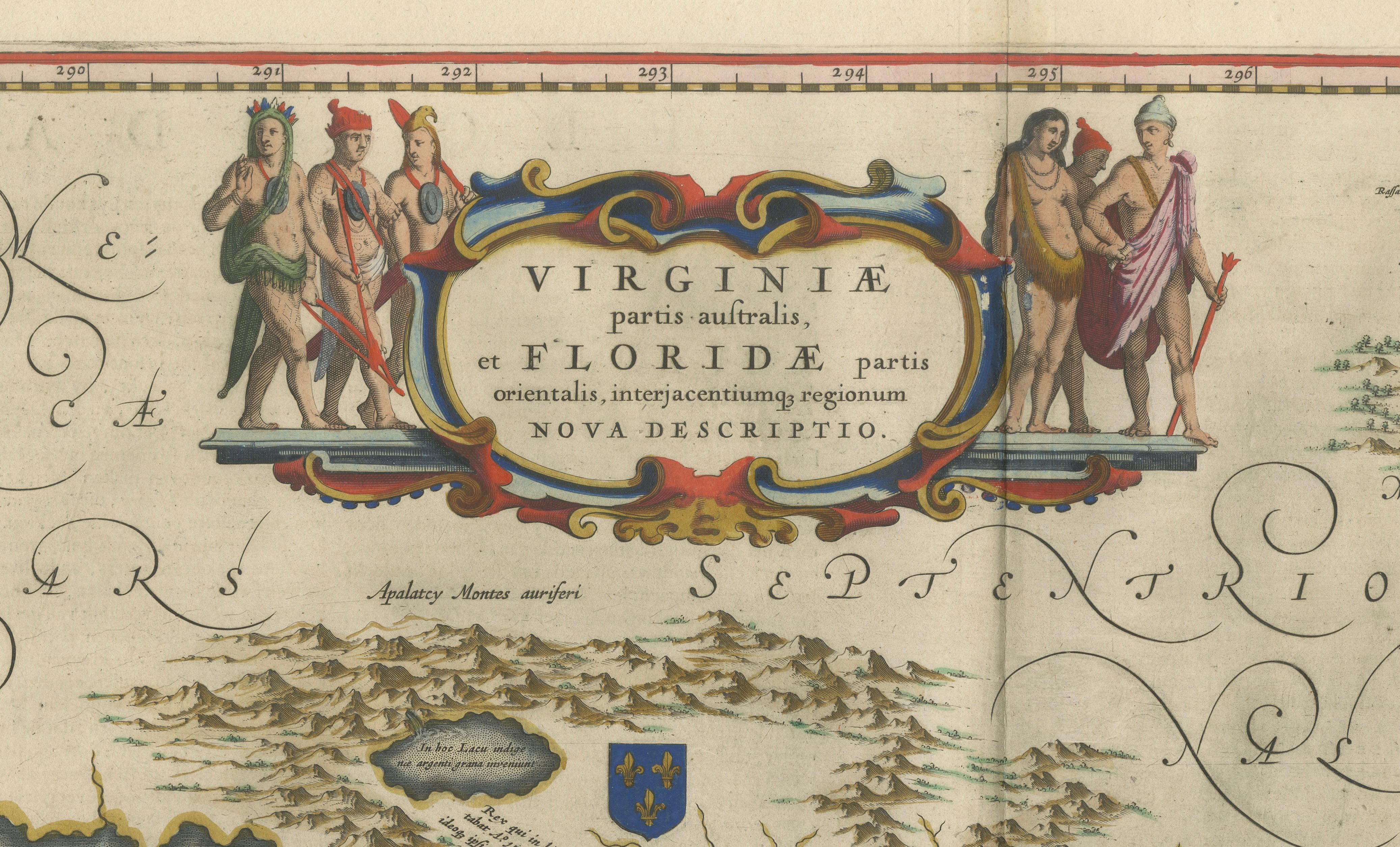 Blaeu Virginia and Florida Map – Decorative Early America Chart, 1642
