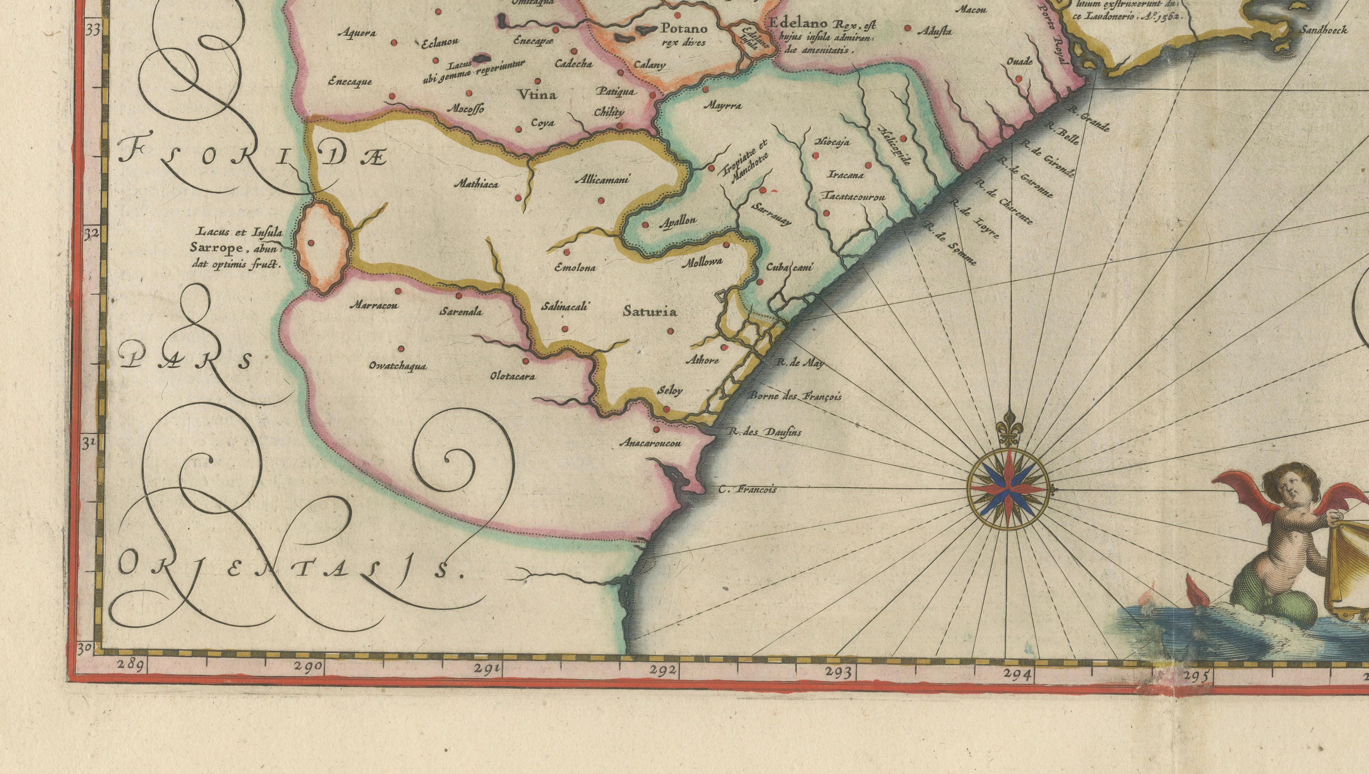 Blaeu Virginia and Florida Map – Decorative Early America Chart, 1642