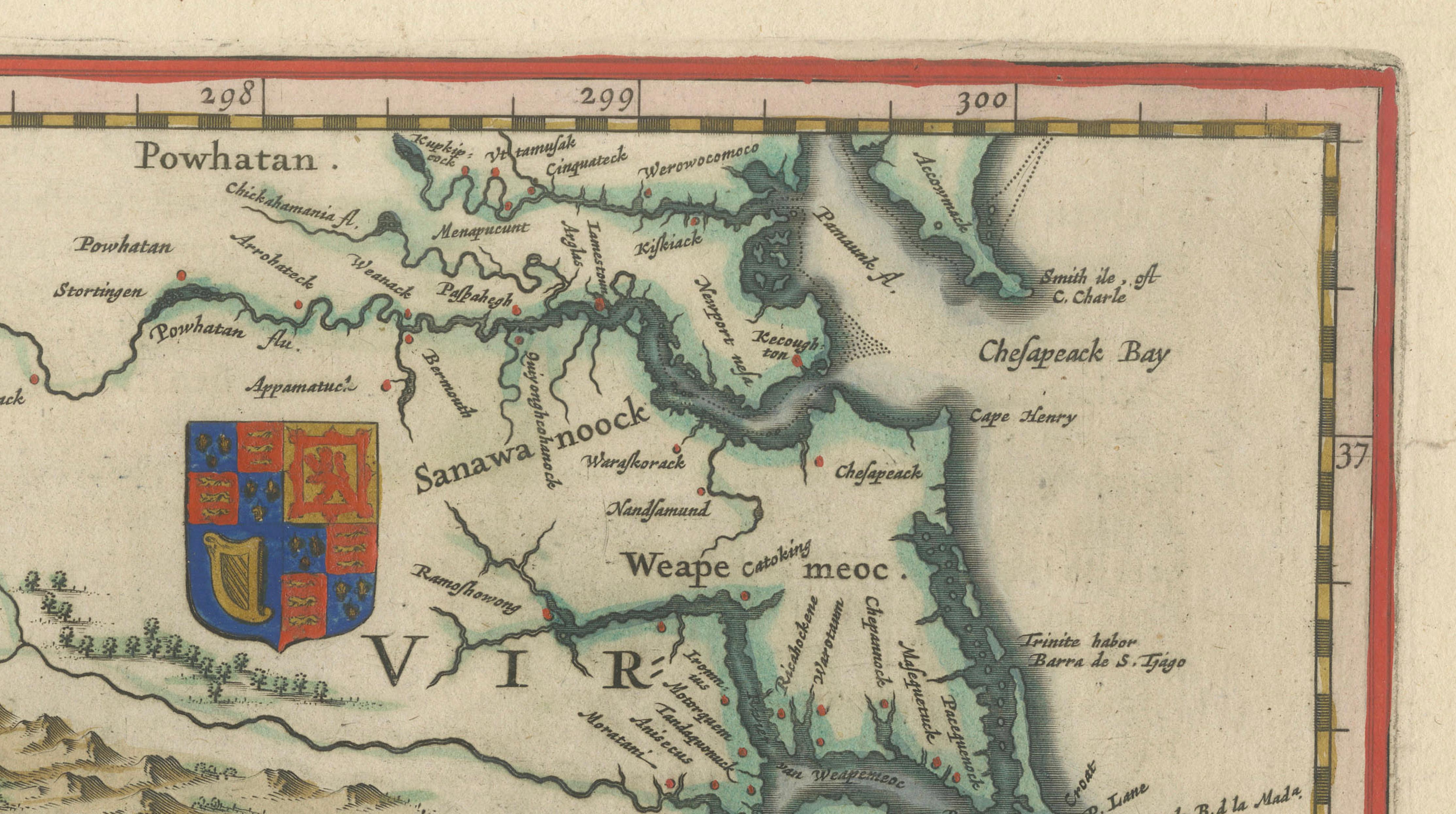 Blaeu Virginia and Florida Map – Decorative Early America Chart, 1642