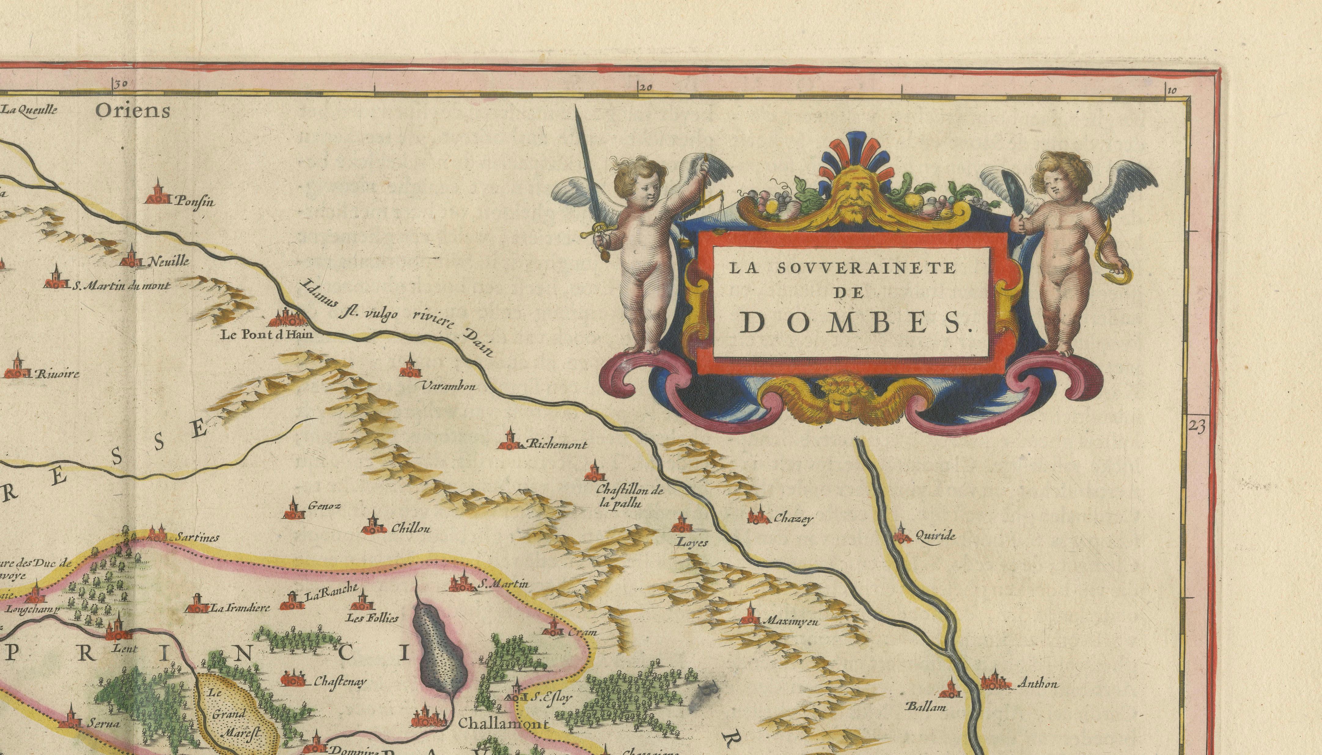 Blaeu's Dombes, Lyonnais and Bresse, France – Original 1642 Map