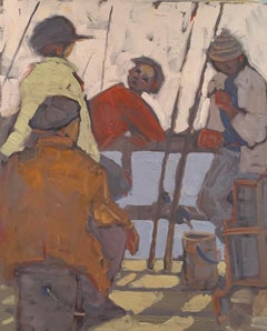 "4 Fishermen" Oil On Canvas by Blago