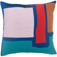 Antique Blah Blah Square Hand Embroidered Modern Geometric Throw Pillow Cover