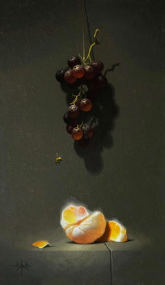 "Approach" Original Oil, Grapes and Orange Segments, Still-Life Painting