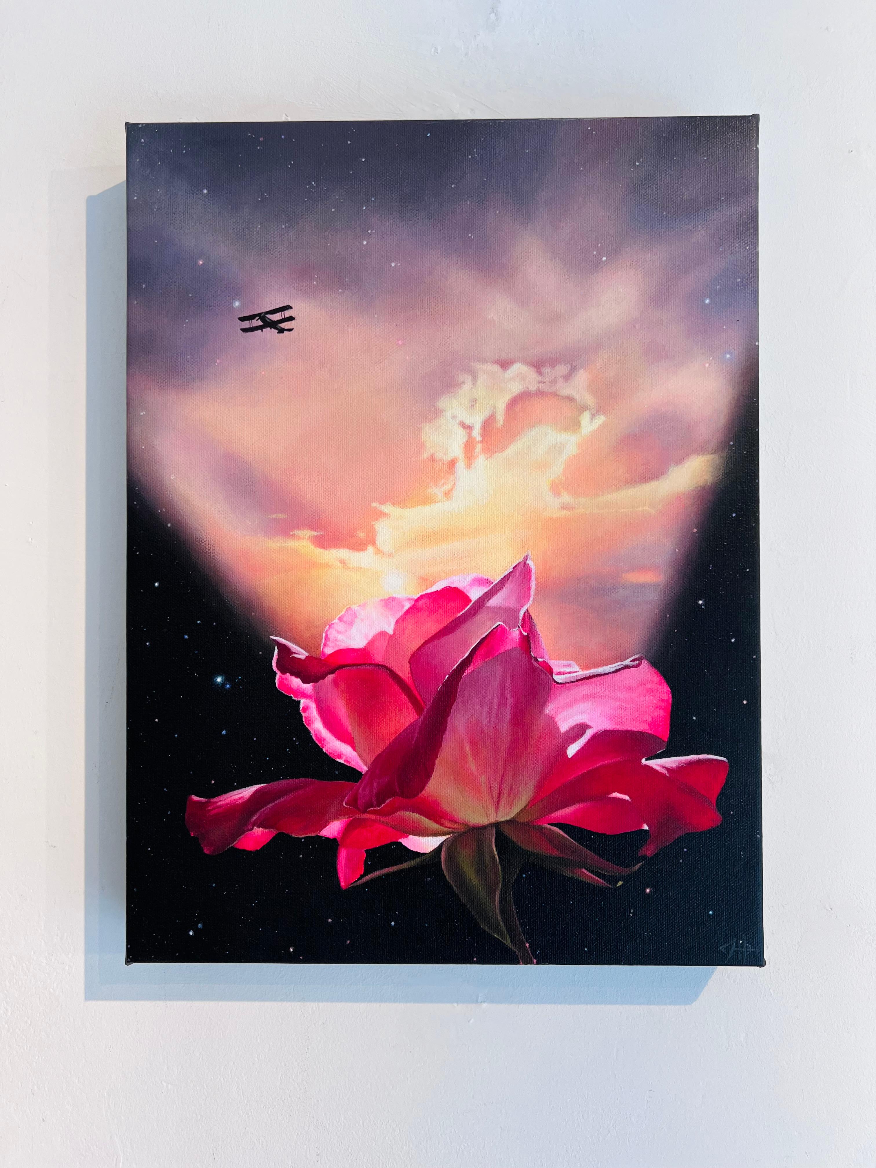  Le Voyageur- Original surrealistic floral skyscape painting- modern art - Surrealist Art by Blair Atherholt