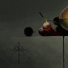 "Peach and Brass Vase" (2024) By Blair Atherholt, Original Oil Painting on Panel