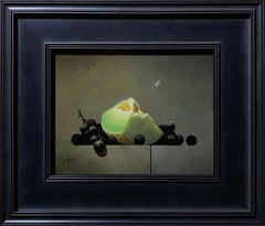 "Pyramidal" Original Oil, Honey Dew Melon Slice and Grapes, Still-Life Painting