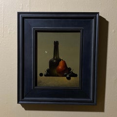 "Red Anjou & Green Glass" (2025), Original Realist Still-Life Oil Painting