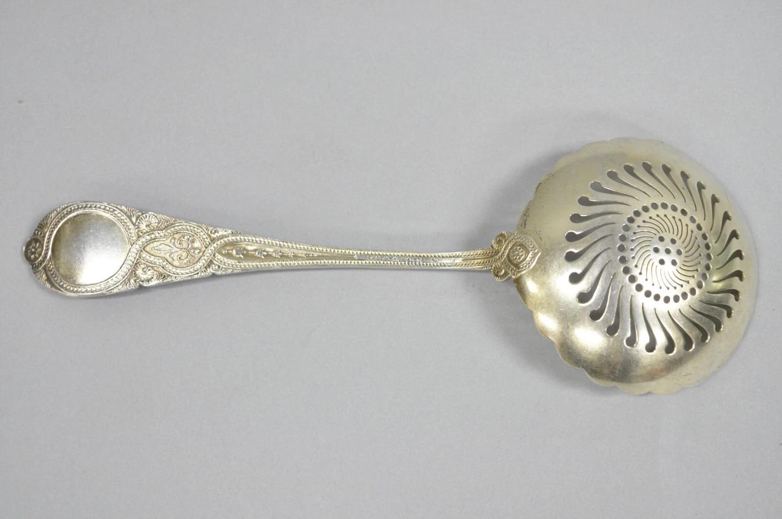 Blair & Crawford Sterling Silver Sugar Sifter Spoon w/ Red White Blue Enamel For Sale 1