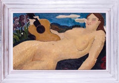 Vintage Early 20th Century British nude girl with a guitar, 1929 by Blair Hughes Stanton
