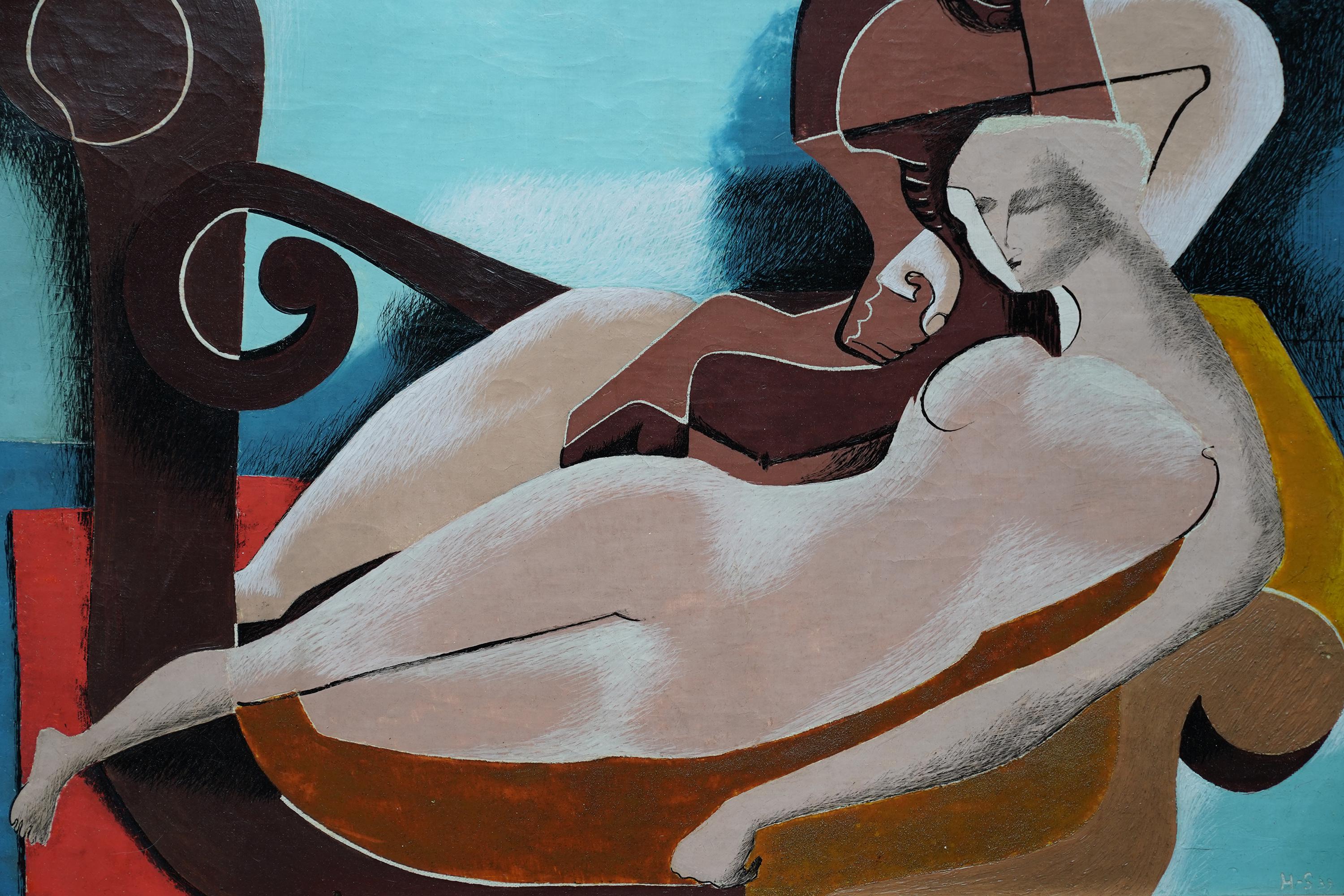 Two Figures 1939 - British Surrealist art figurative painting For Sale 1