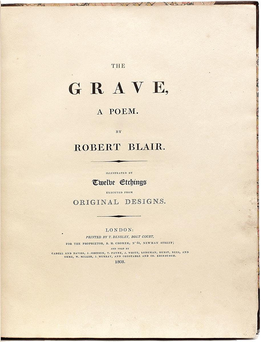 Blair, Robert Blake, « The Grave, a Poem » (Le tombeau, un poème), première édition 1808 Bon état - En vente à Hillsborough, NJ