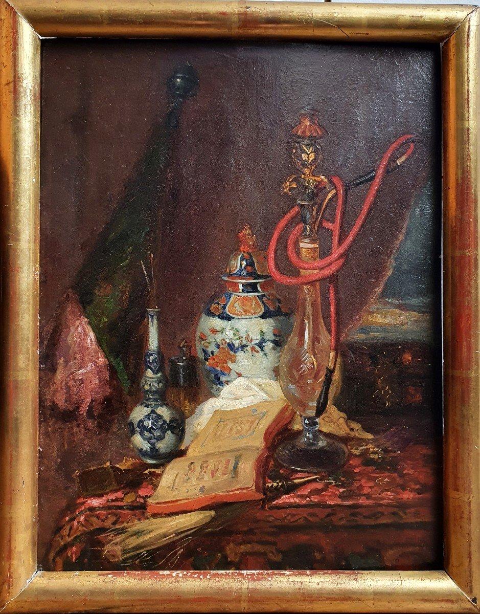 Orientalist still life, Original Antique oil on canvas - Painting by Blaise Alexandre Desgoffe