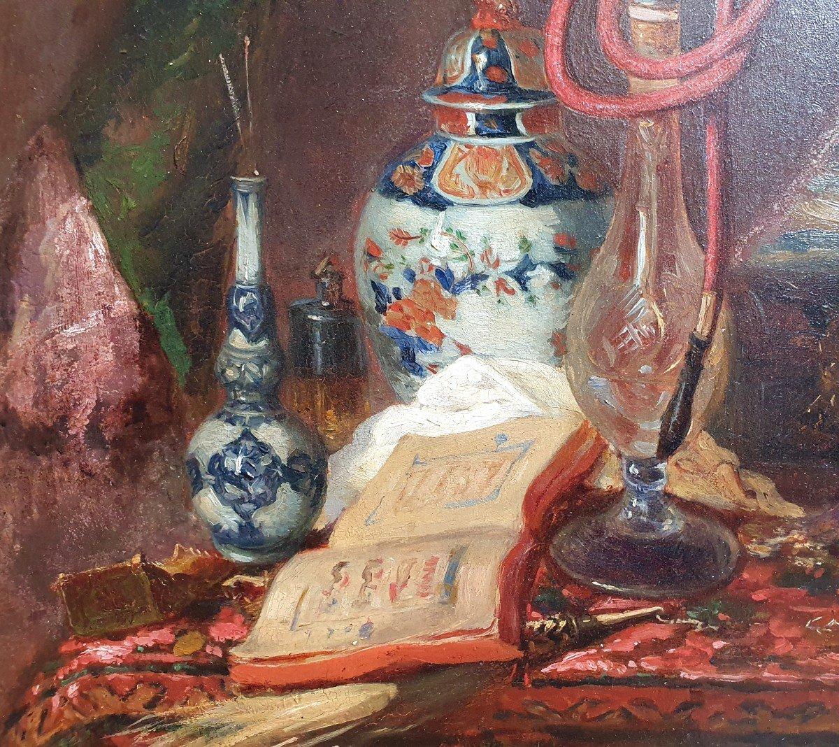 Orientalist still life, Original Antique oil on canvas - Impressionist Painting by Blaise Alexandre Desgoffe