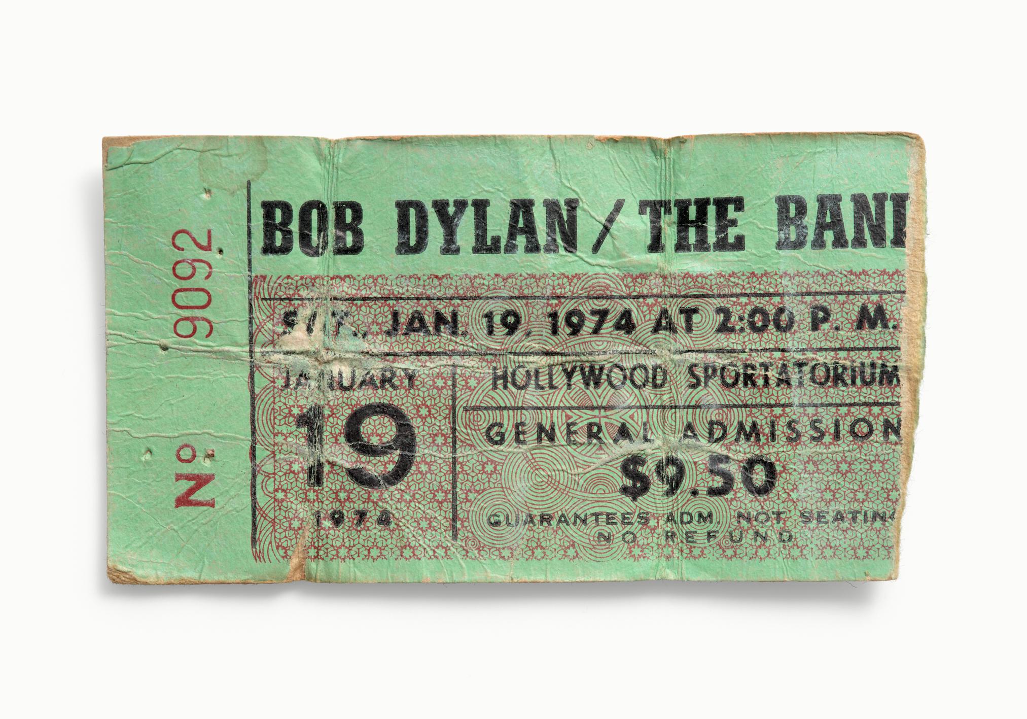 Still-Life Photograph di Blaise Hayward - Biglietti per favore - Bob Dylan & The Band 1974