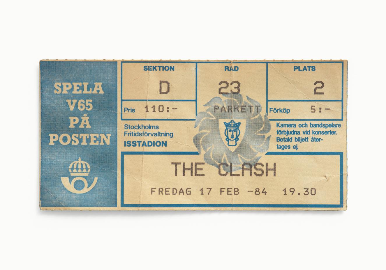 Still-Life Photograph di Blaise Hayward - Tickets Please - The Clash, Johanneshov Isstadion, Stoccolma, Svezia 1984