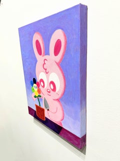 Conejito arte contemporáneo arte pop colorido arco iris sobre lienzo animal arte figurativo