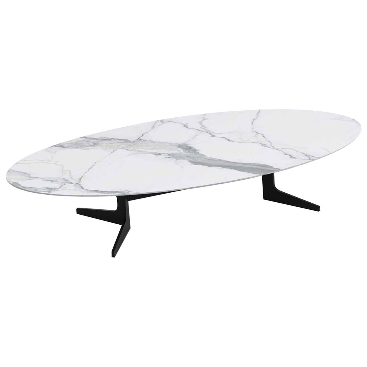 Blake Oval Coffee Table with Calacatta Marble Top