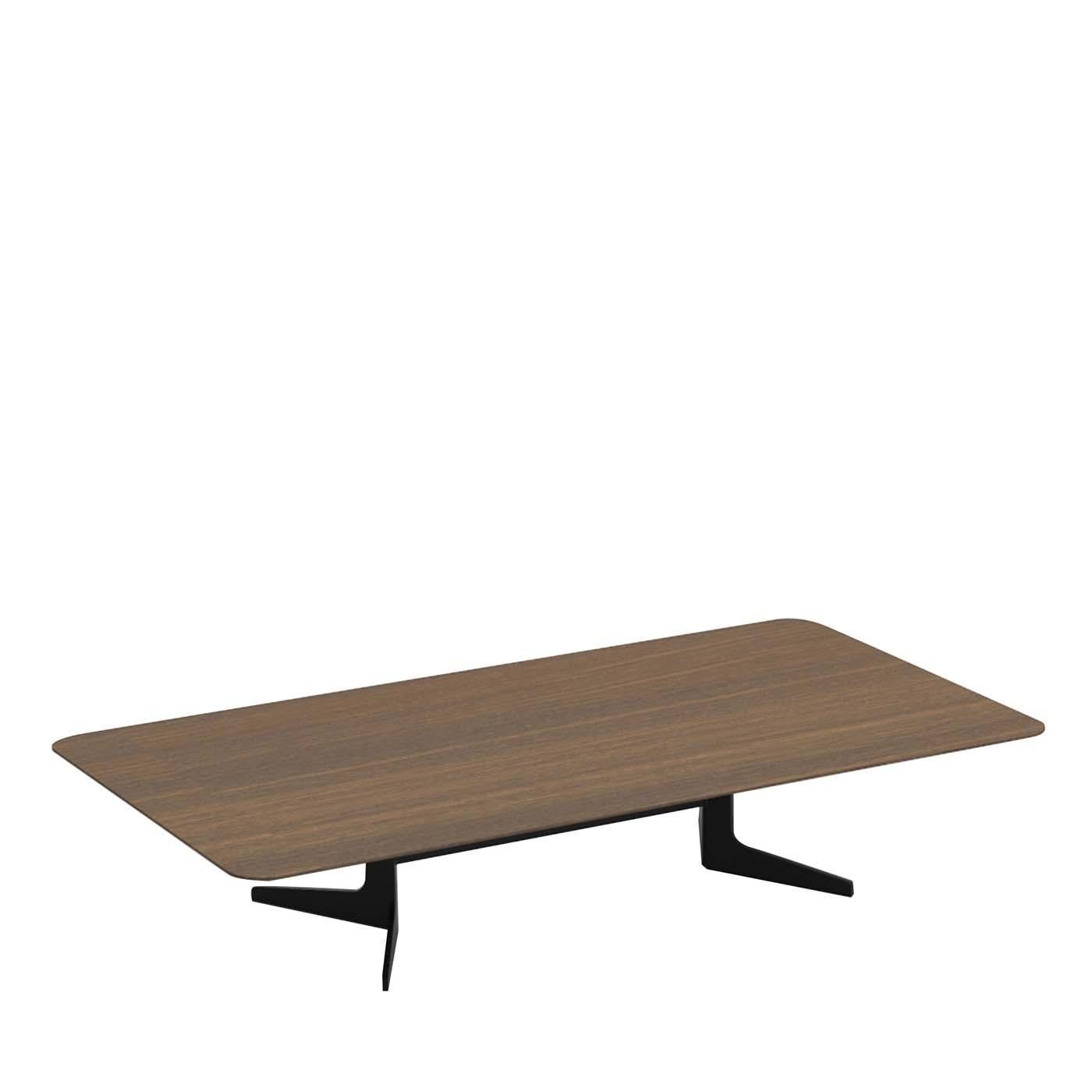 A striking example of exquisite craftsmanship and simple, timeless allure, this coffee table boasts an elegant clean design. The top in smoked brown oakwood adds a refined surface that will adorn any interior with sophistication. The metal base