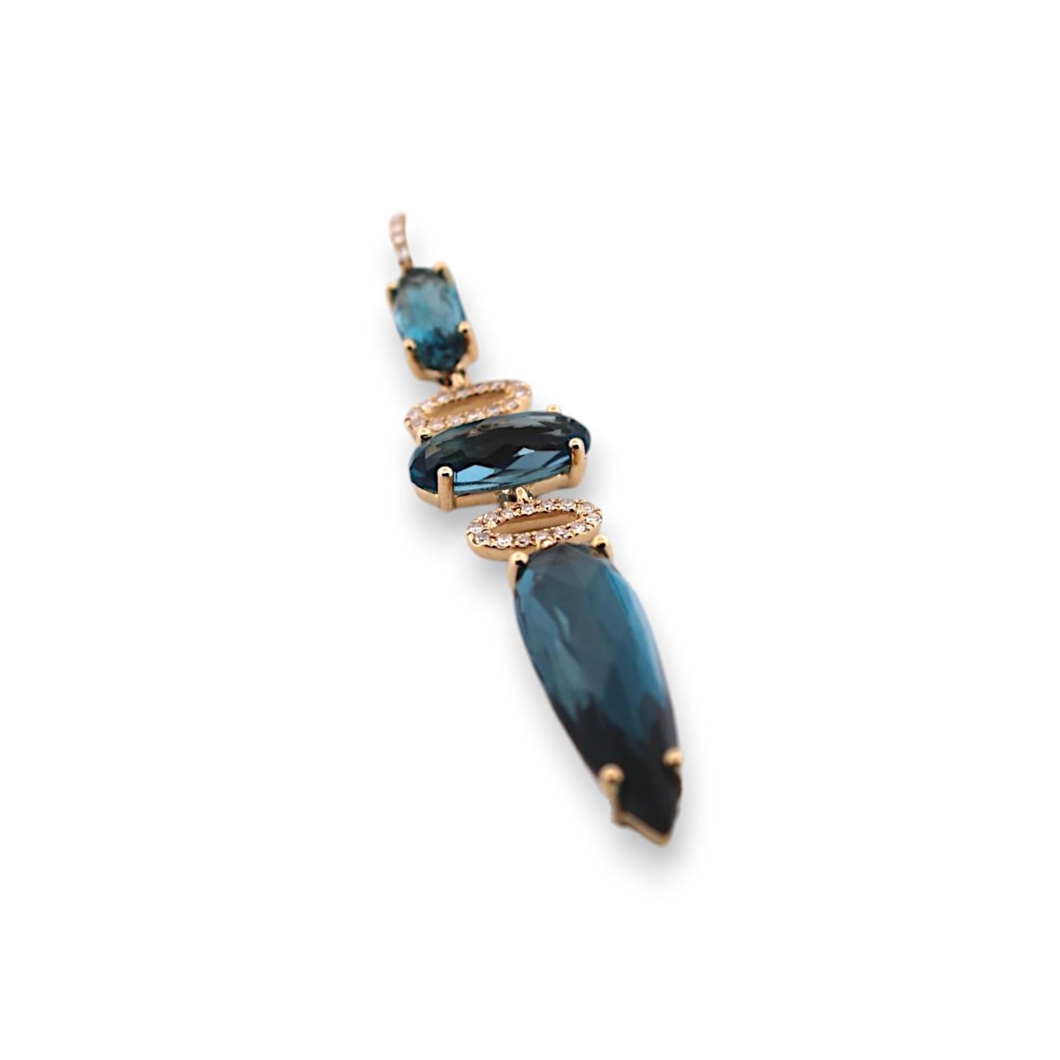 Blakely Halskette - 14k Gelbgold Anhänger mit 5,04 ct London Blue Topas & Diam (Art déco) im Angebot