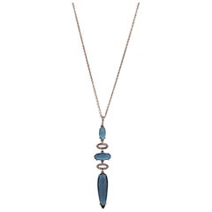 Blakely Halskette - 14k Gelbgold Anhänger mit 5,04 ct London Blue Topas & Diam