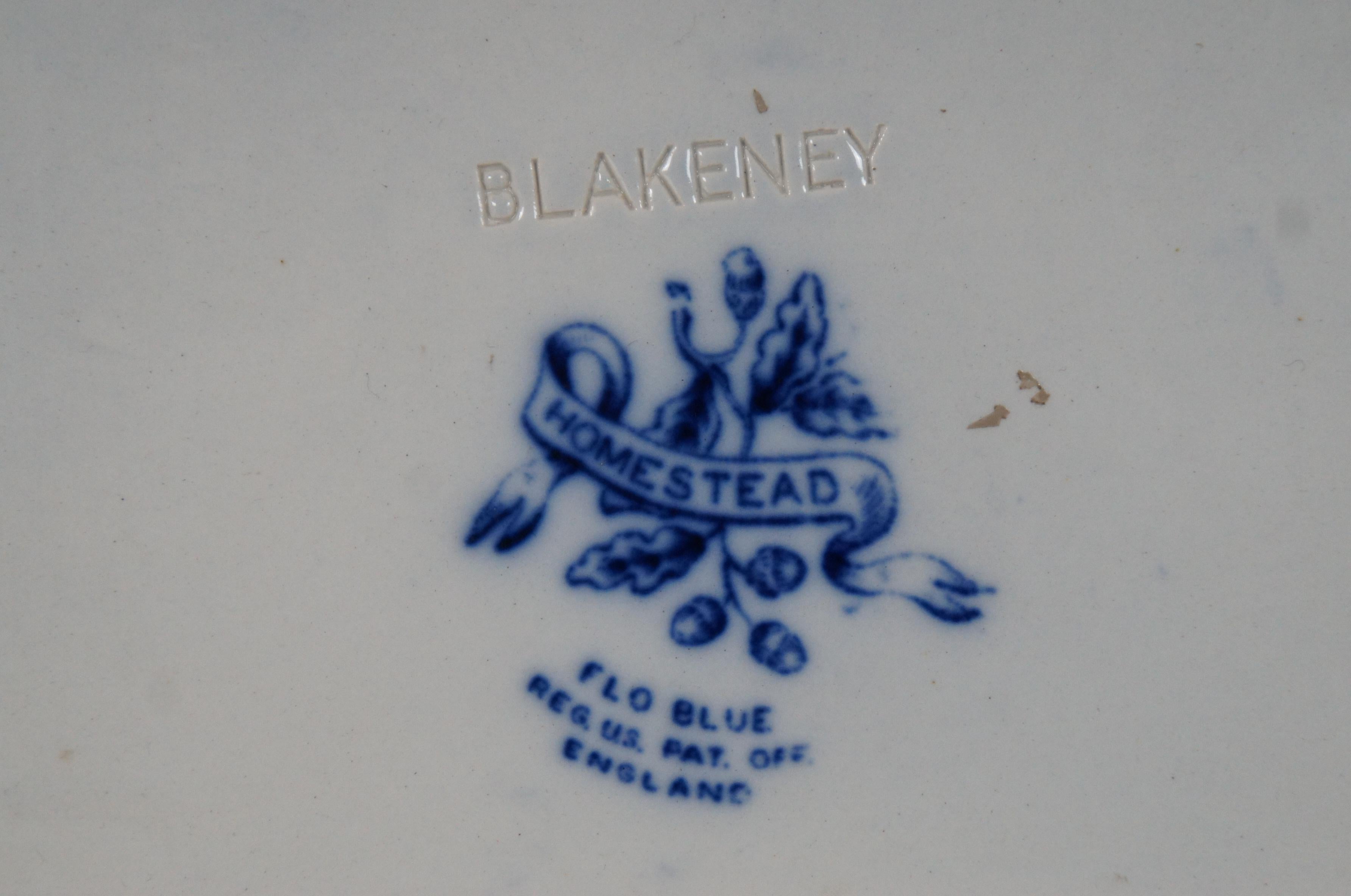 Blakeney Homestead Ironstone Flo Blue Porcelain Wedge Cheese Dish Plate Bell 4
