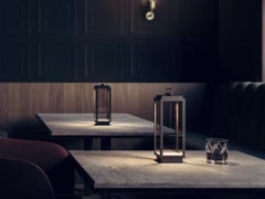 BLAKES PETITE TABLE LAMP - 2700K in vintage brass frosted glass
