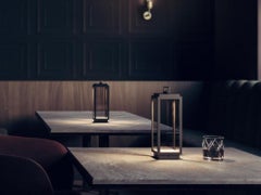 BLAKES PETITE TABLE LAMP - 3000K in sateen brass frosted glass