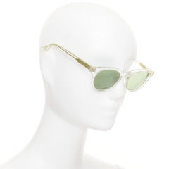 BLANC.. B0009 Wayfarer-Sonnenbrille mit klarem Rahmen, goldfarbenen, strukturierten Beschlägen und grünen Gläsern