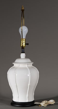 Blanc De Chine Chinese Chippendale Urn Table Lamp Bamboo Decor