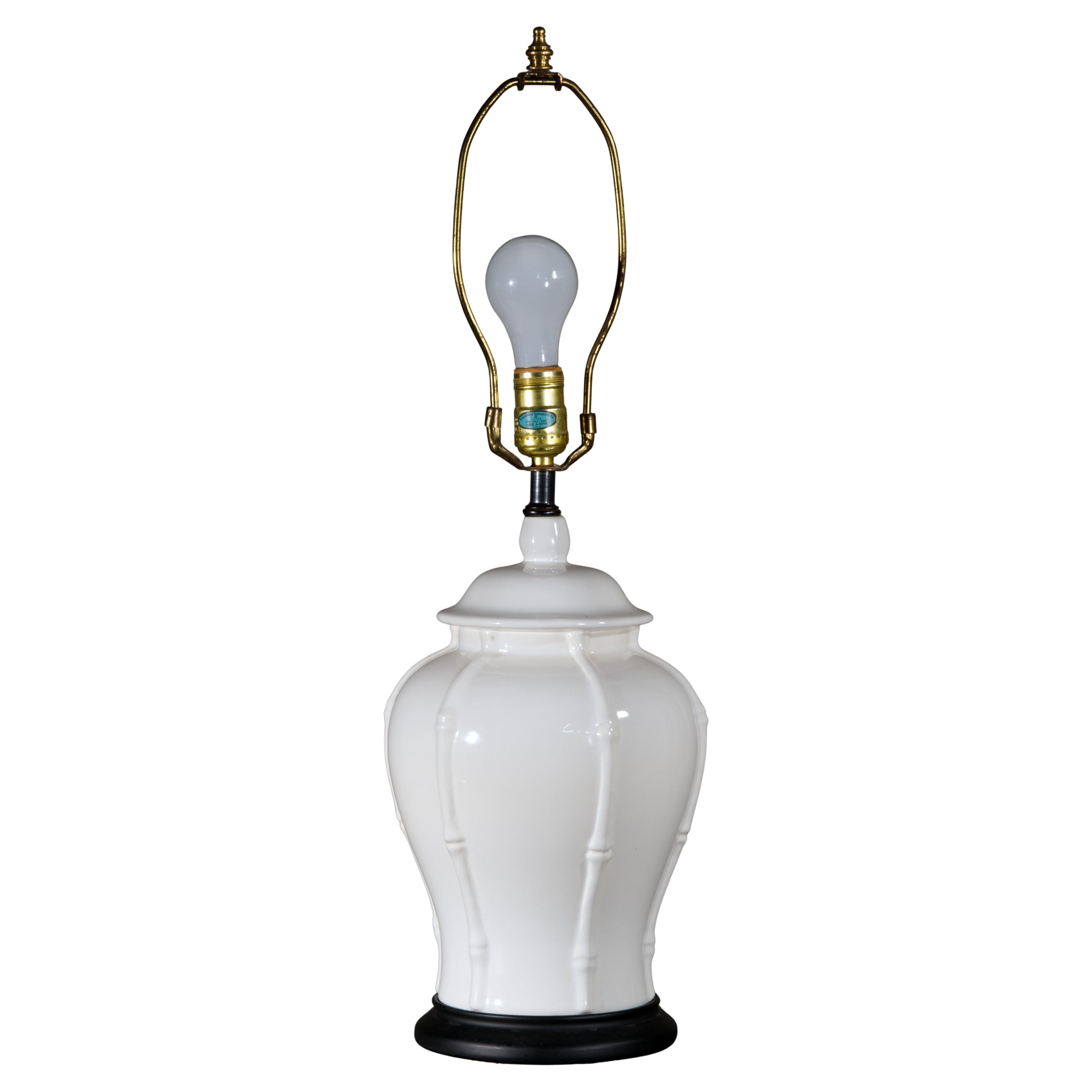 Blanc De Chine Chinese Chippendale Urn Table Lamp Bamboo Decor