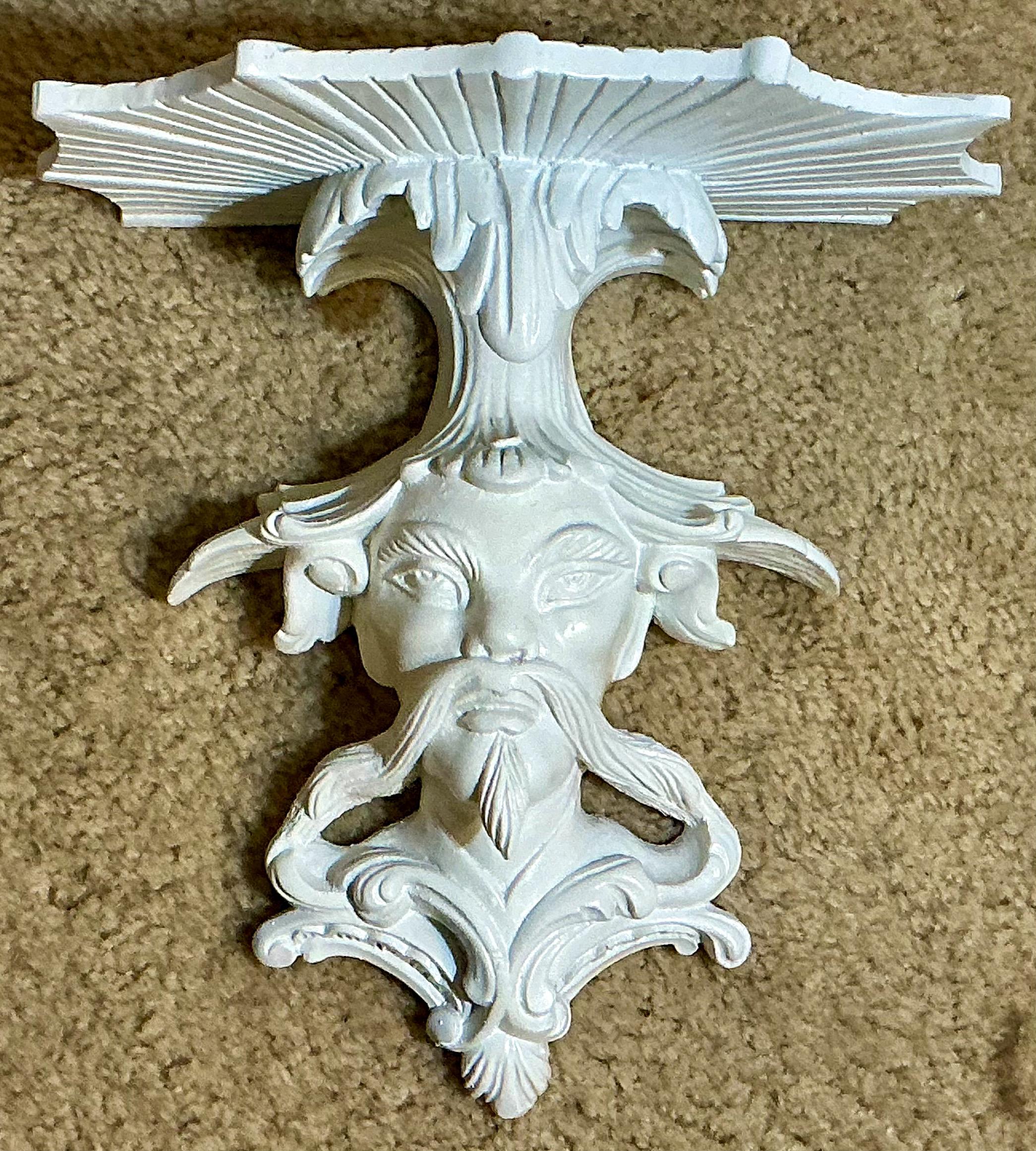 American Blanc de Chine Chinese Export Style Chinoiserie Ancestral Wall Brackets - Pair