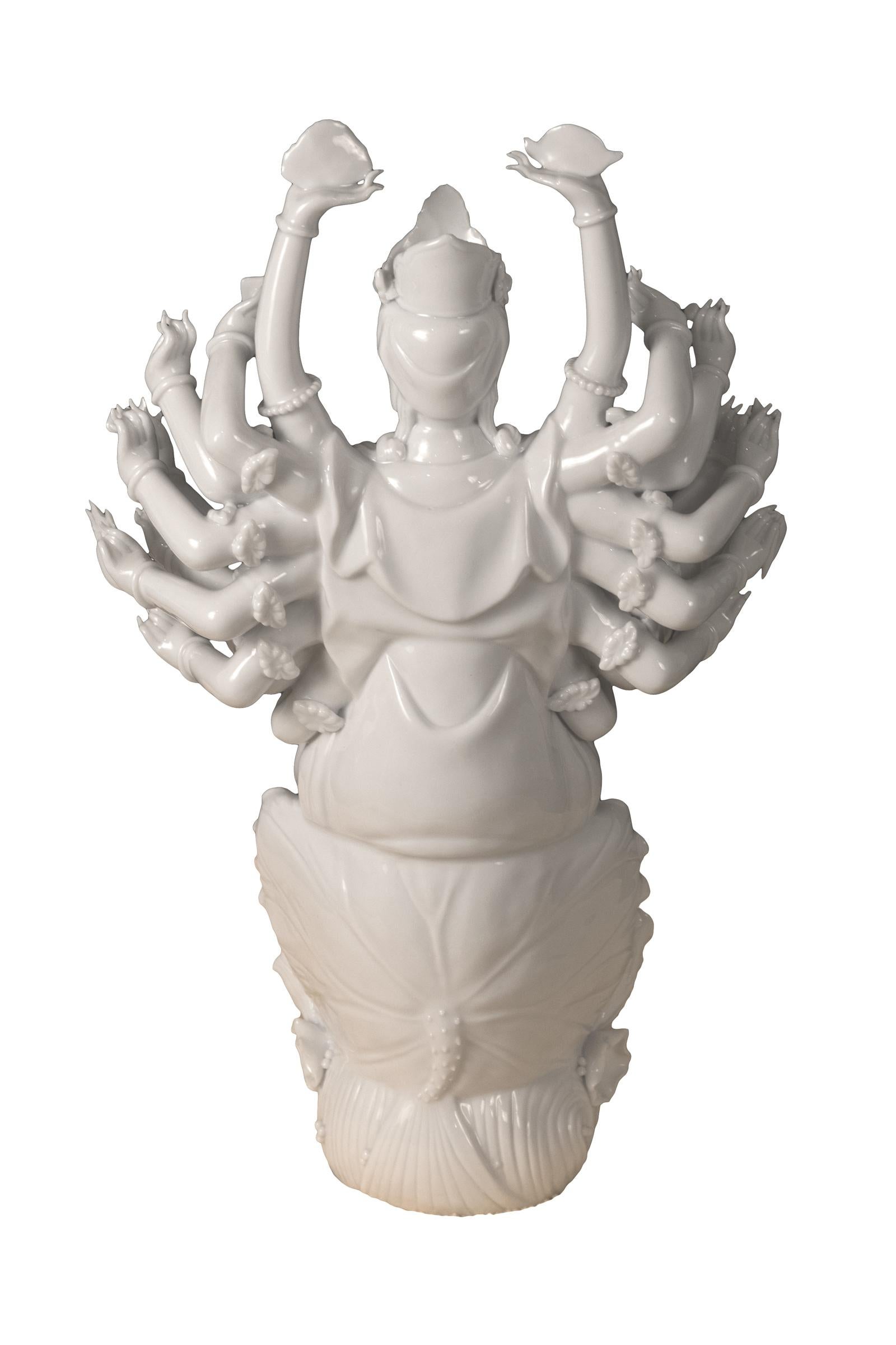 Chinese Blanc de Chine 'Dehua' Porcelain Figure of Guanyin, circa 1980