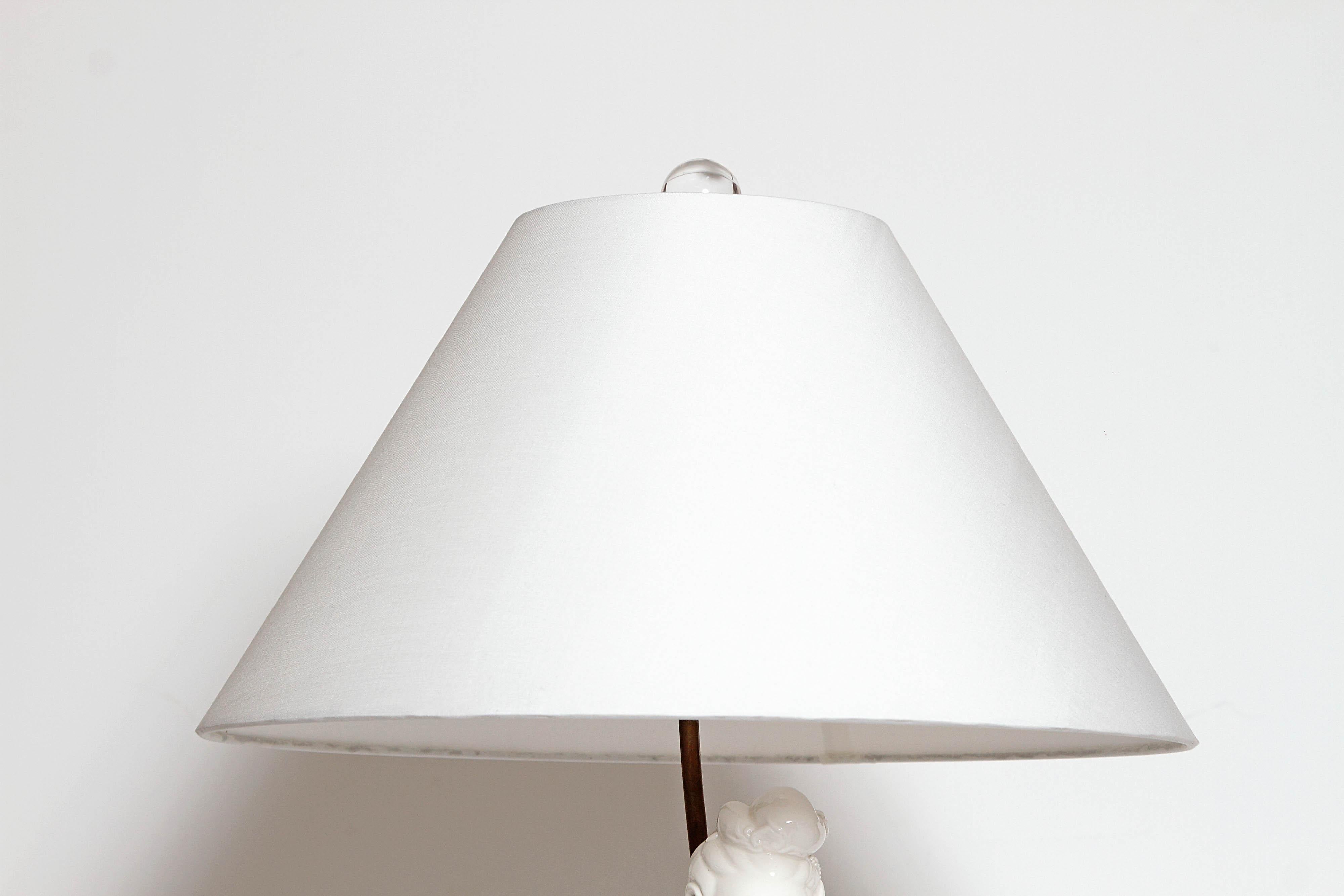 Hand-Crafted Blanc de Chine Figural Lamp