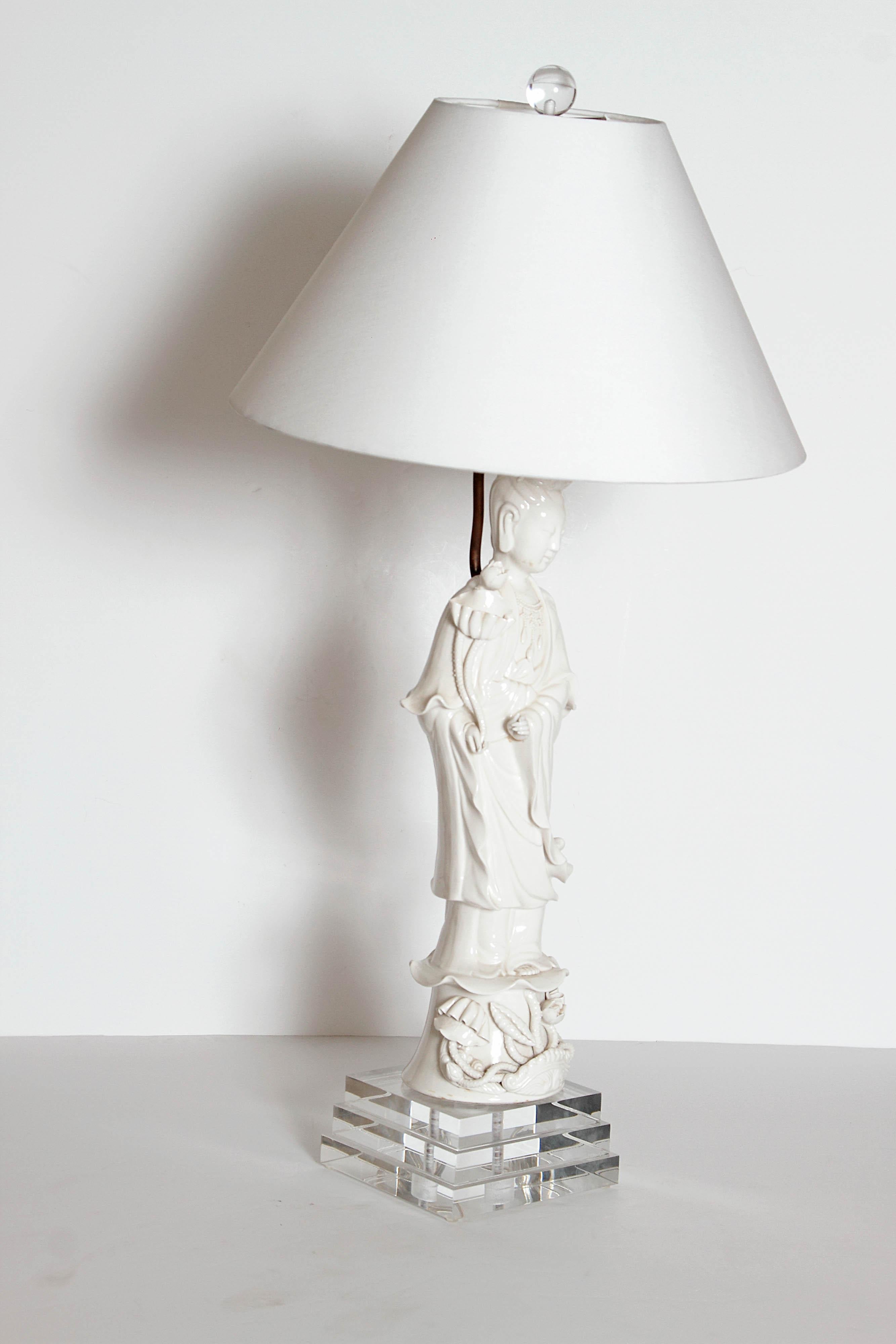 20th Century Blanc de Chine Figural Lamp