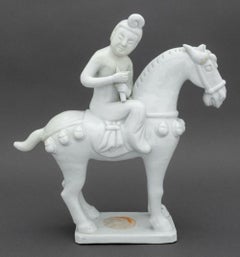 Blanc de Chine Figure on Horseback Sculpture