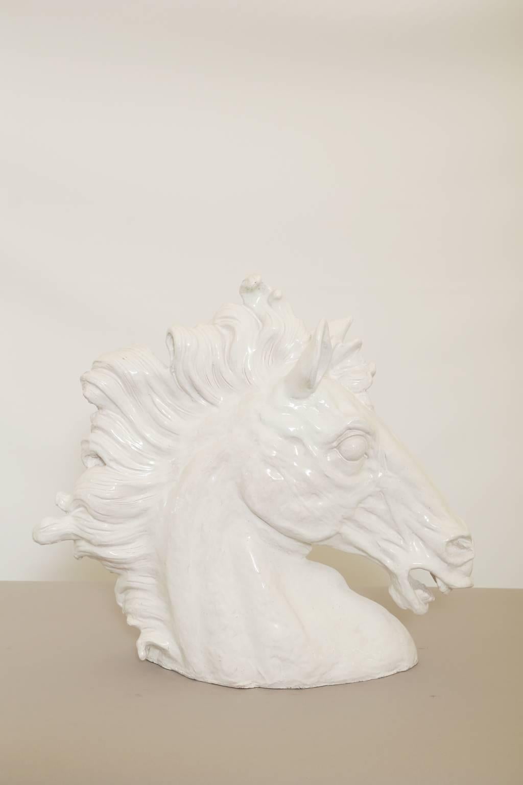 Glazed Blanc de Chine Horse Bust