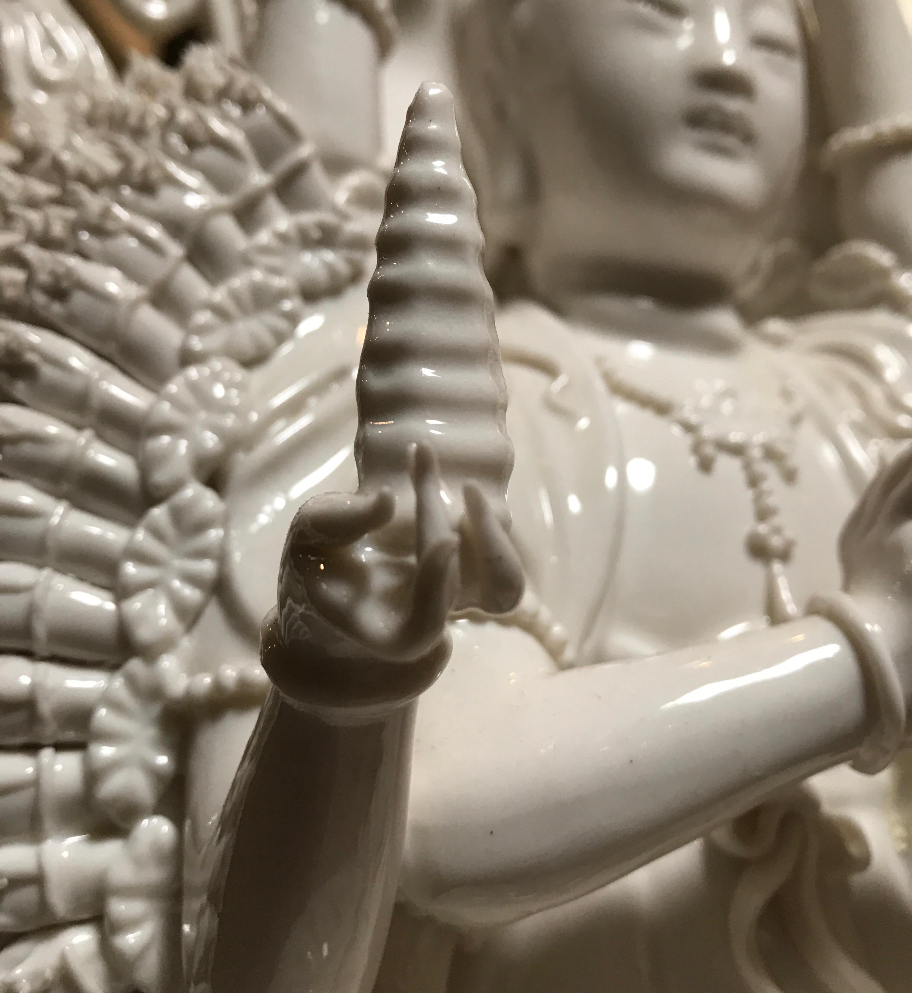 Blanc De Chine Large Quan Yin Porcelain Statue 6