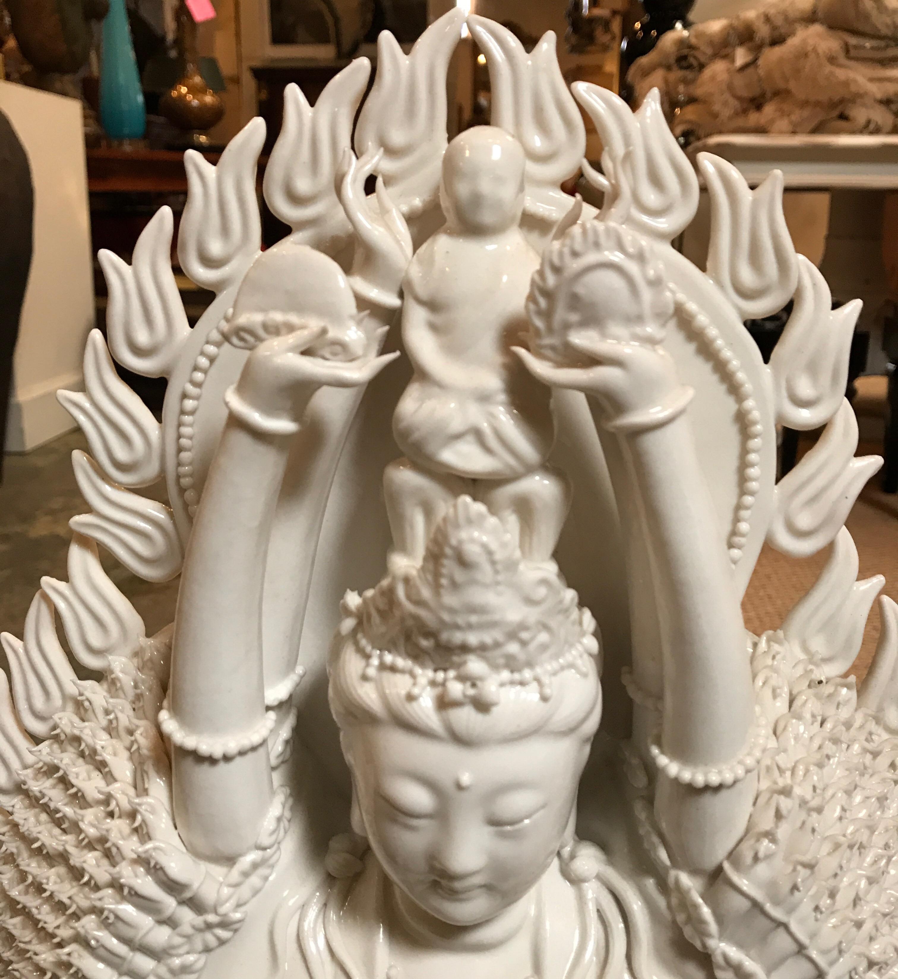 Blanc De Chine Large Quan Yin Porcelain Statue 3