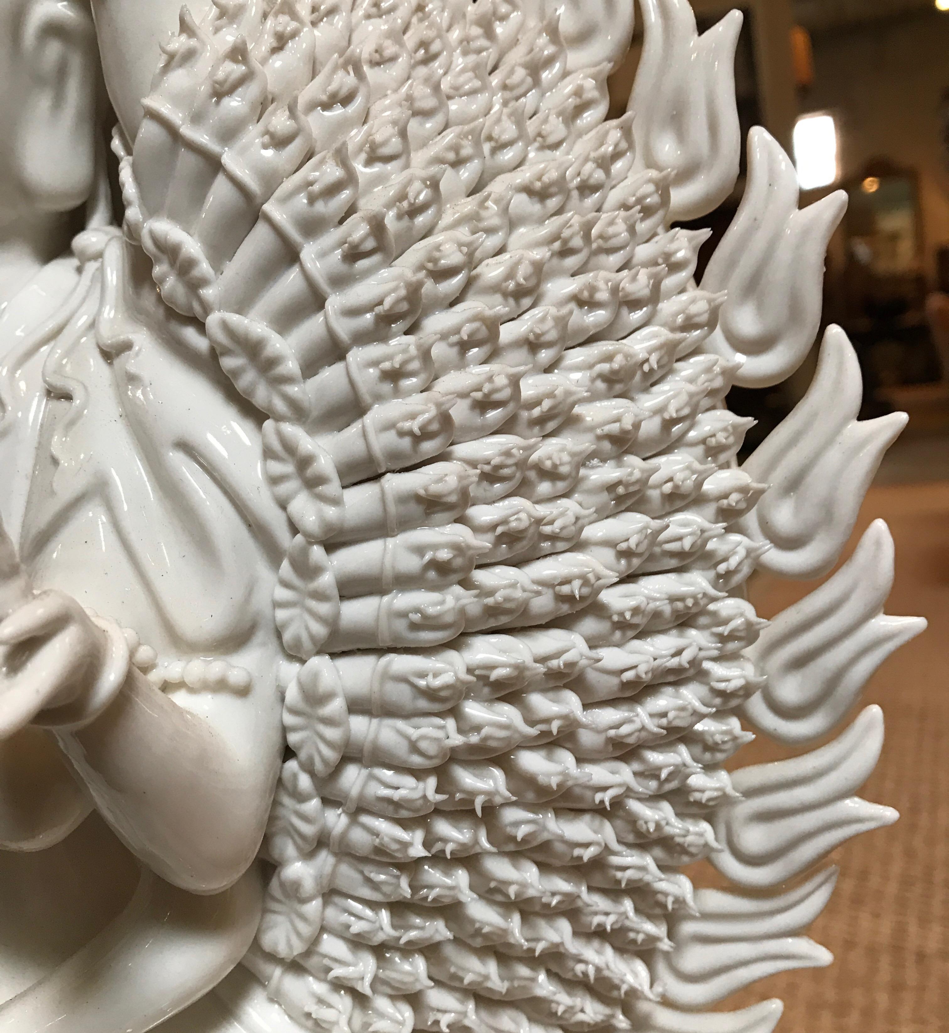 Blanc De Chine Large Quan Yin Porcelain Statue 4