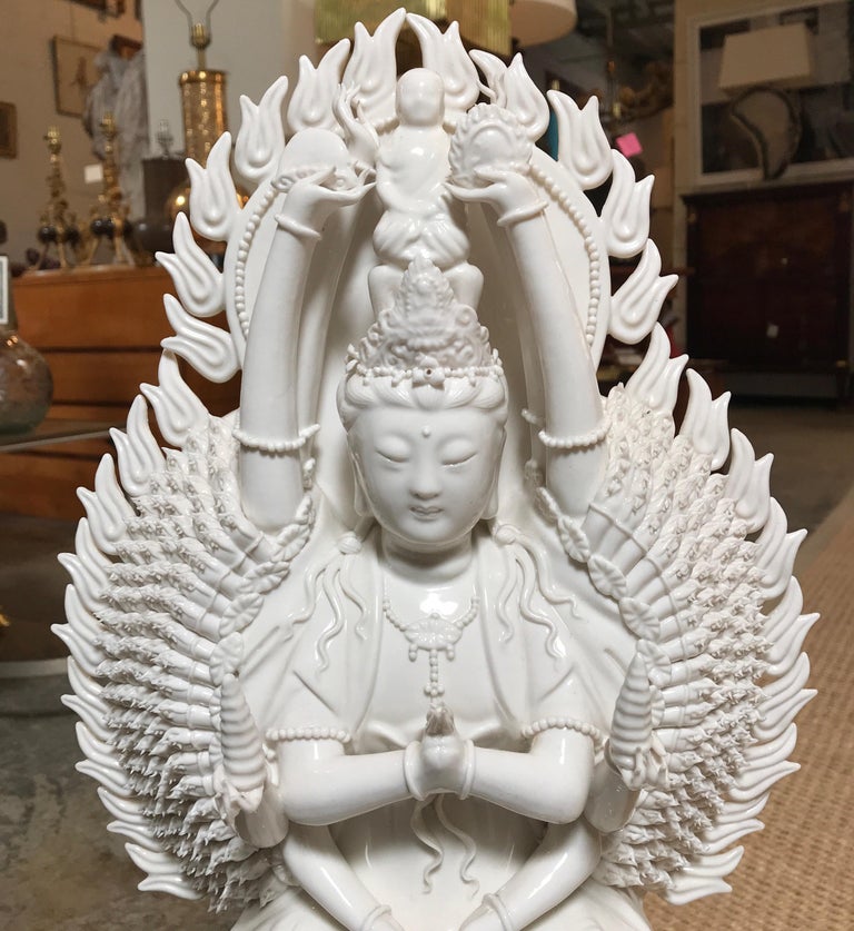 Blanc De Chine Large Quan Yin Porcelain Statue at 1stDibs