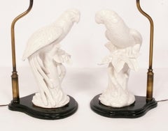 Blanc de Chine Parrot Lamps Mid Century Modern Glamour