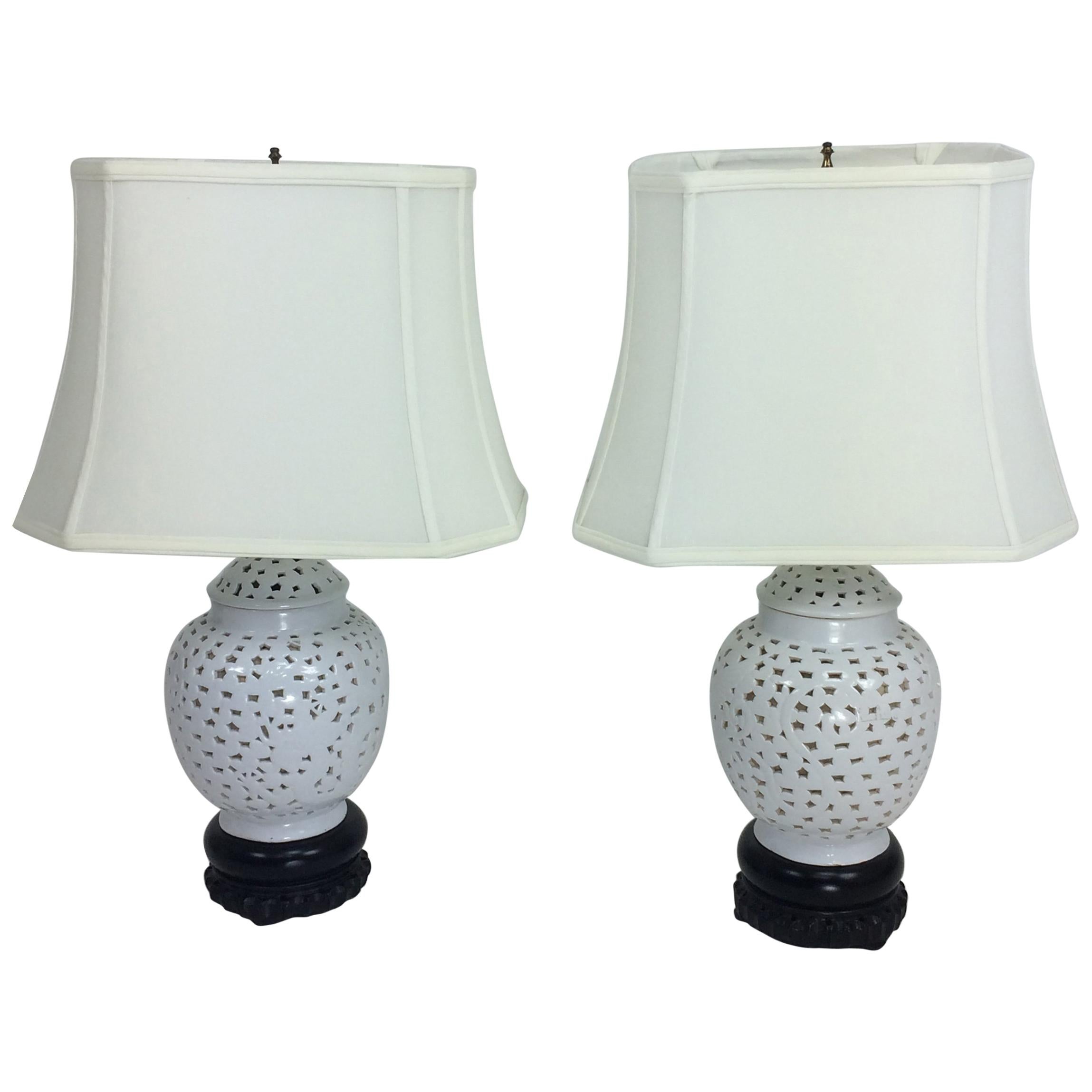 Blanc de Chine Pierced Table Lamps